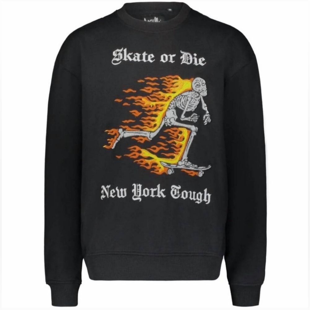 Haculla Skate Or Die Crewneck Sweater Black Men's Multiple Sizes 🔥